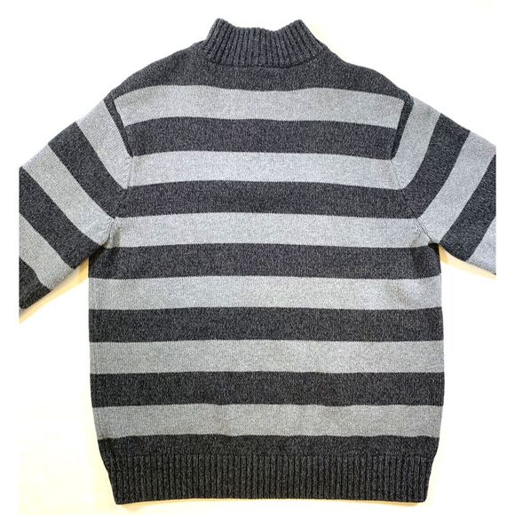 Chaps Rugby Sweater Mens L Long Sleeve 1/4 Zip Striped Knit Pullover Cotton - Picture 3 of 7